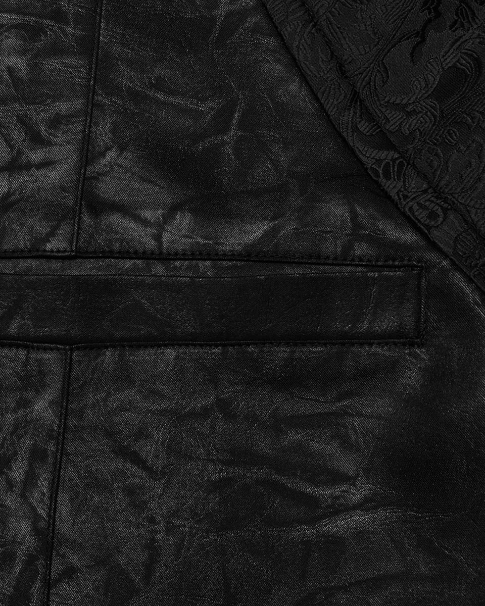 WY-1686MJM Mens Dark Gothic Aristocrat Embellished Lace Trim Waistcoat Vest