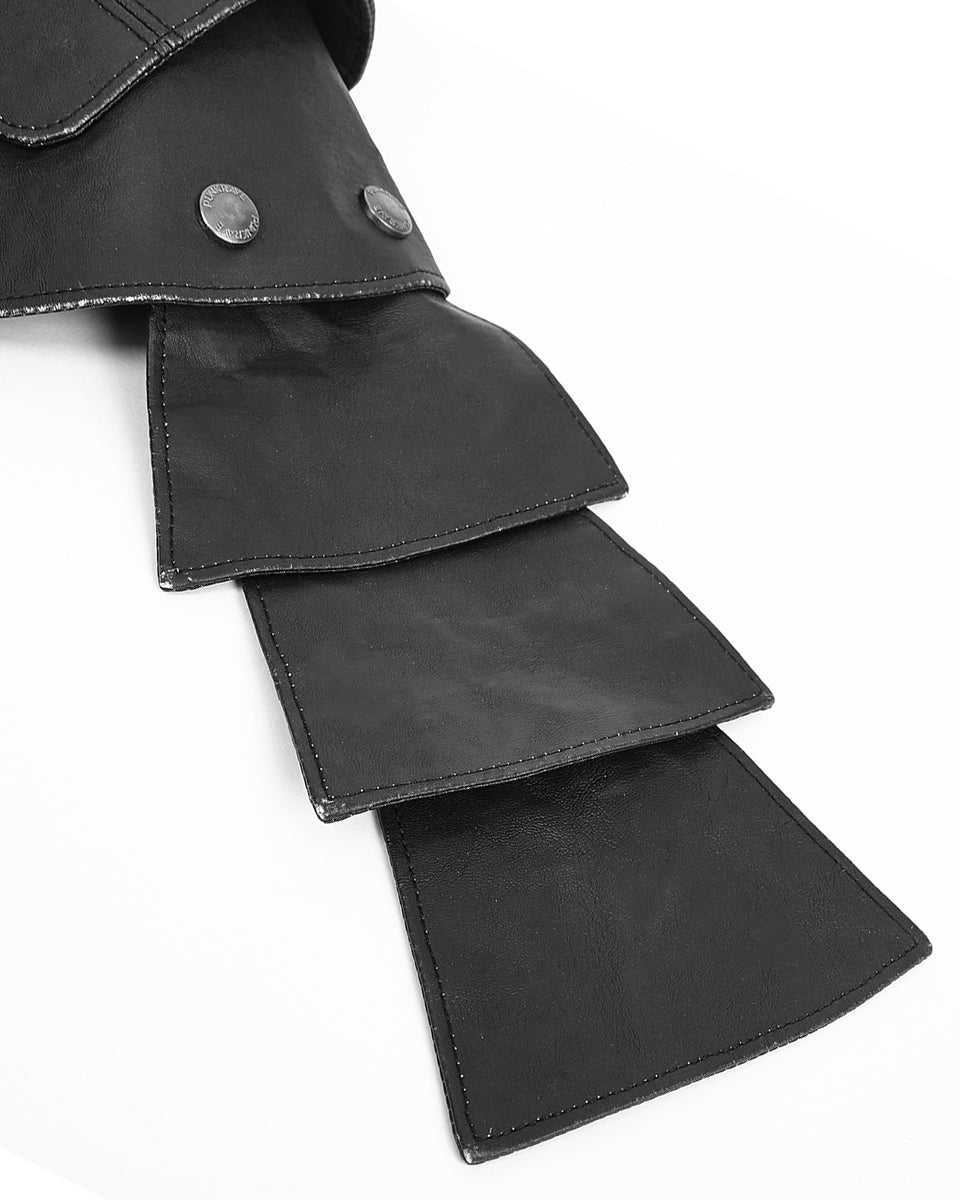 Y-632 Nightwatch Faux Leather Waistcoat Vest - Black