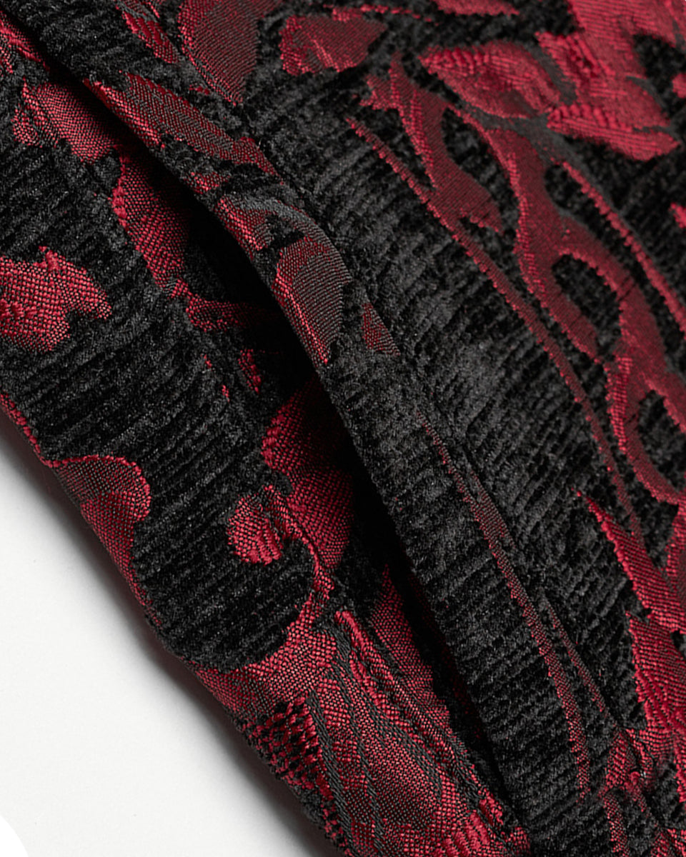 WY-1489MJM-BKRDM Mens Gothic Regency Damask Tapestry Waistcoat Vest - Black & Red