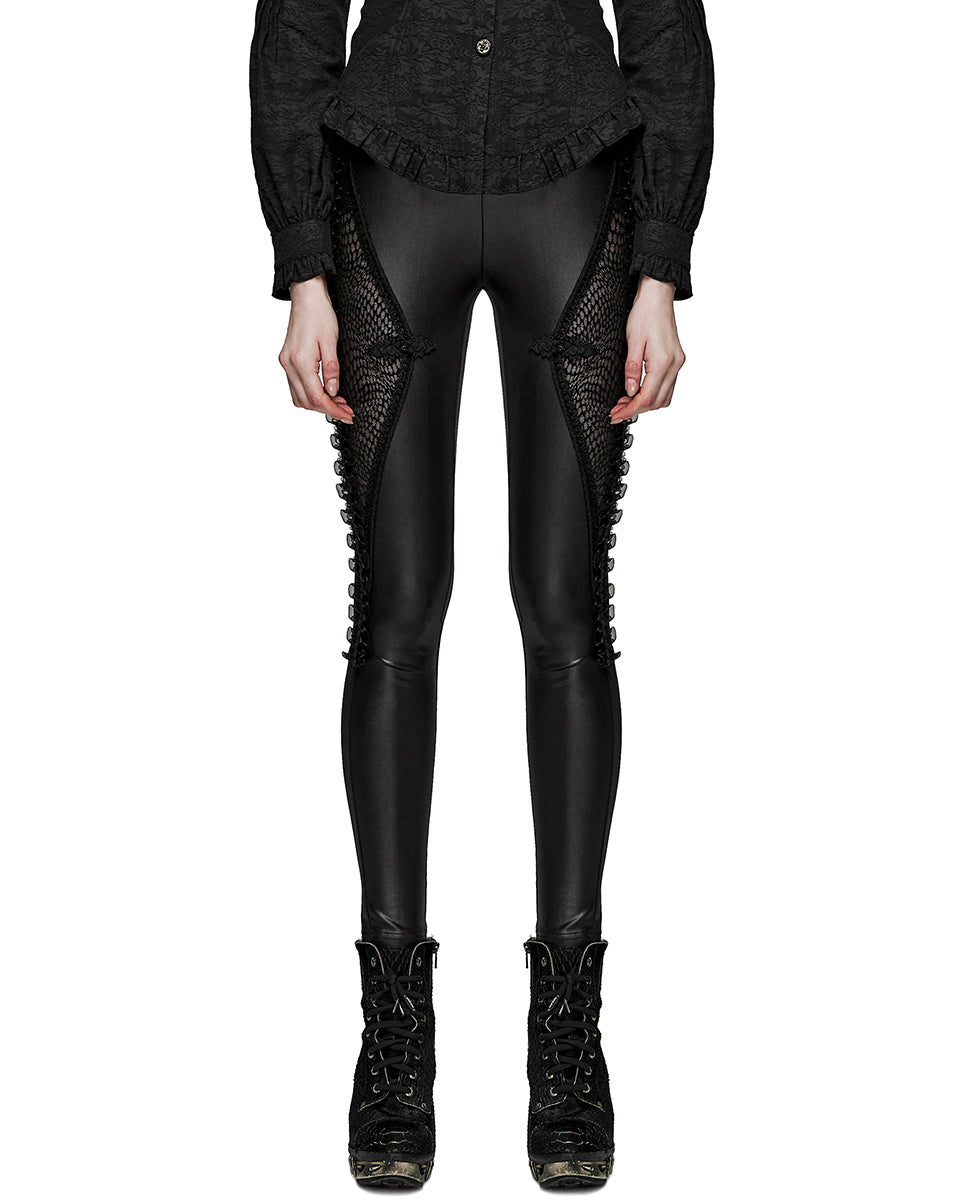 WK-574DDF-BKF Womens Gothic Mesh Inset Leggings