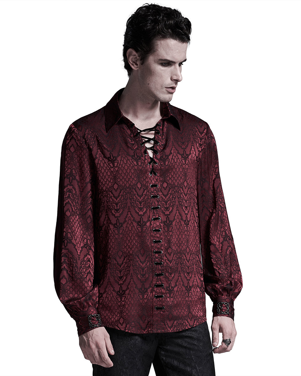 WY-1279 Mens Serpentine Gothic Dandy Shirt - Red