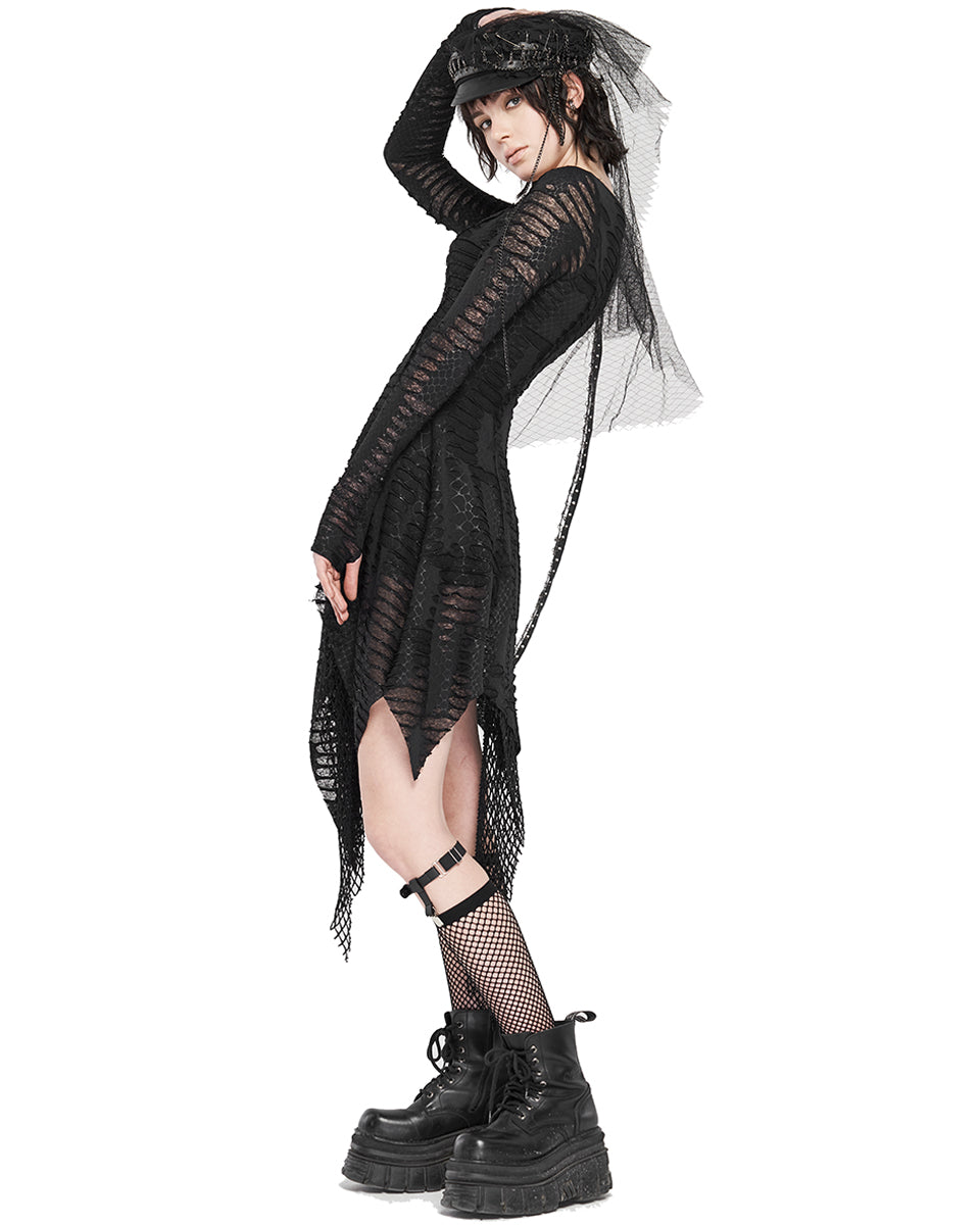 WQ-479 Womens Dark Apocalyptic Layered Mesh Dress