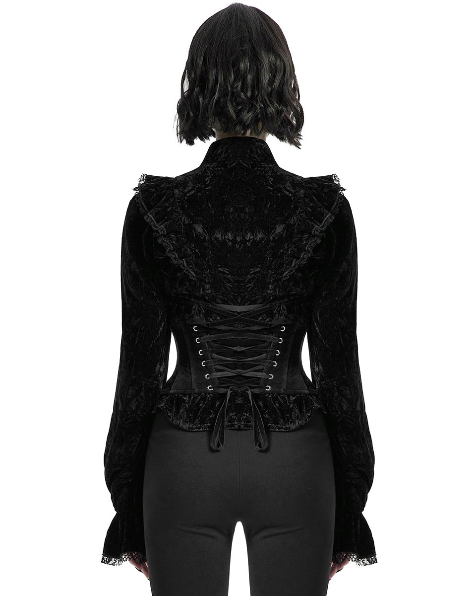 WS-426 Lenore Gothic Cincher Corset - Black Velvet