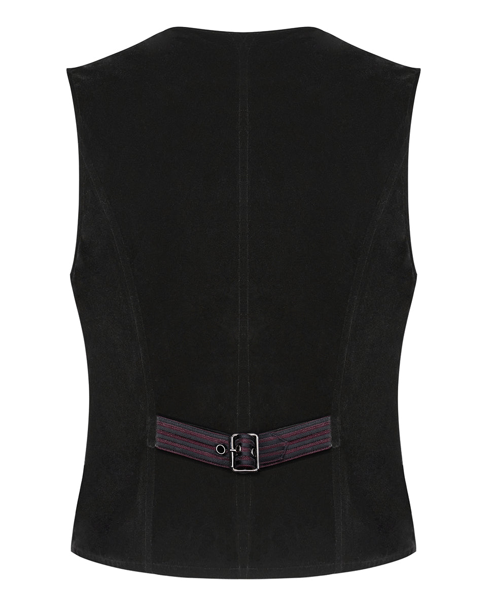 WY-1318 Thorsten Mens Gothic Aristocrat Waistcoat Vest - Black & Red