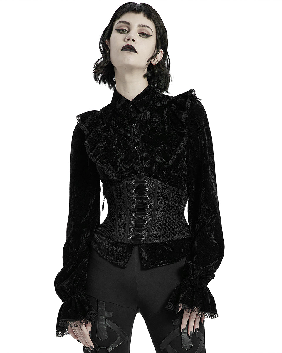 WS-426 Lenore Gothic Cincher Corset - Black Velvet