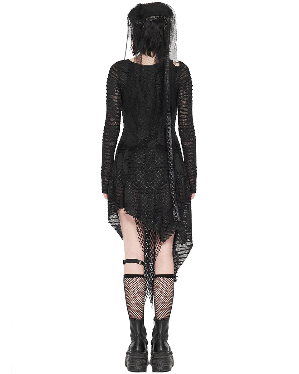 WQ-479 Womens Dark Apocalyptic Layered Mesh Dress