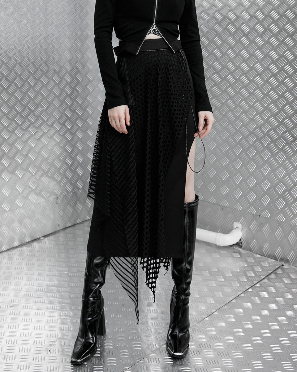 OPQ925 Daily Life ElectroBionic Layered Split Leg Skirt