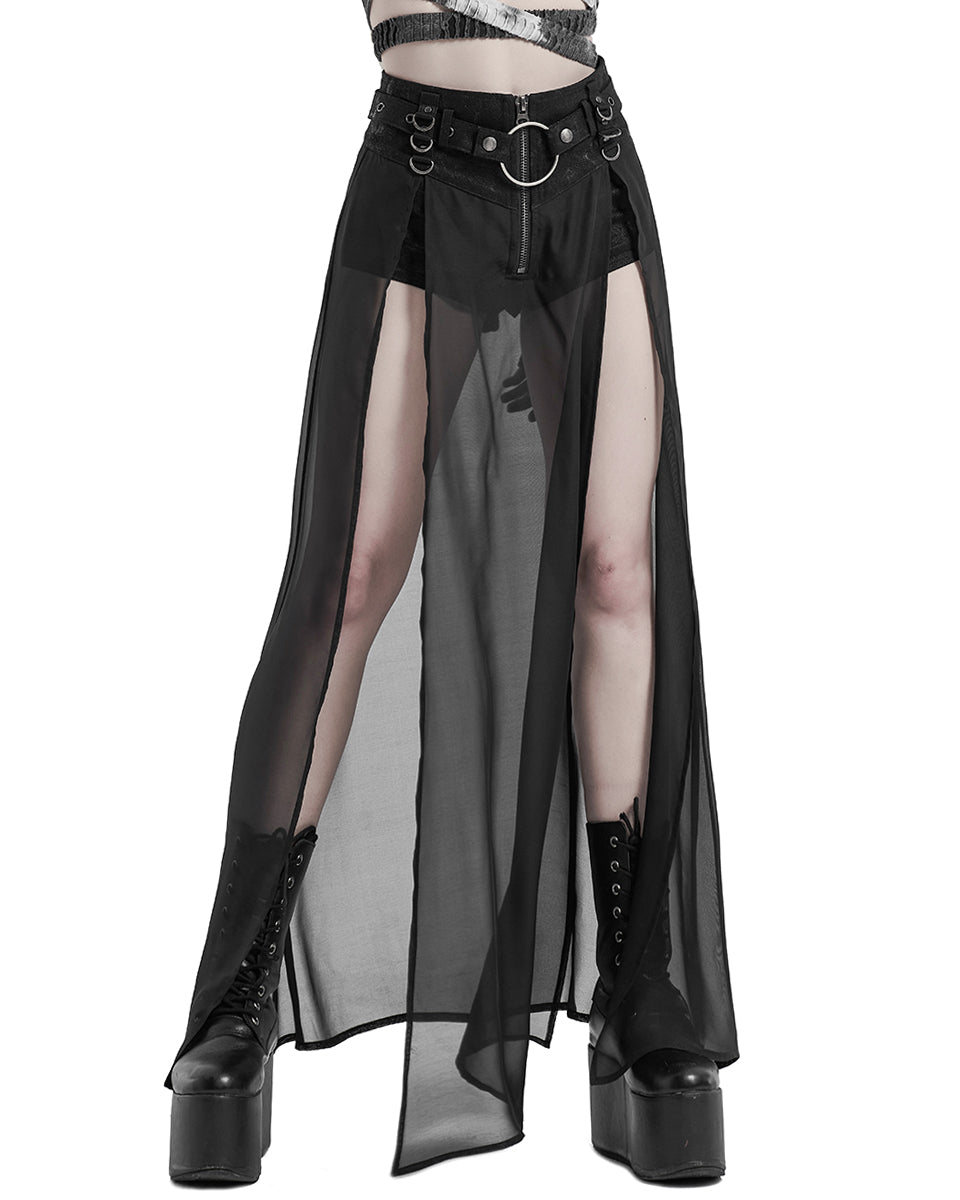 WQ-494 Womens CyberPunk Layered Hot Pants & Skirt