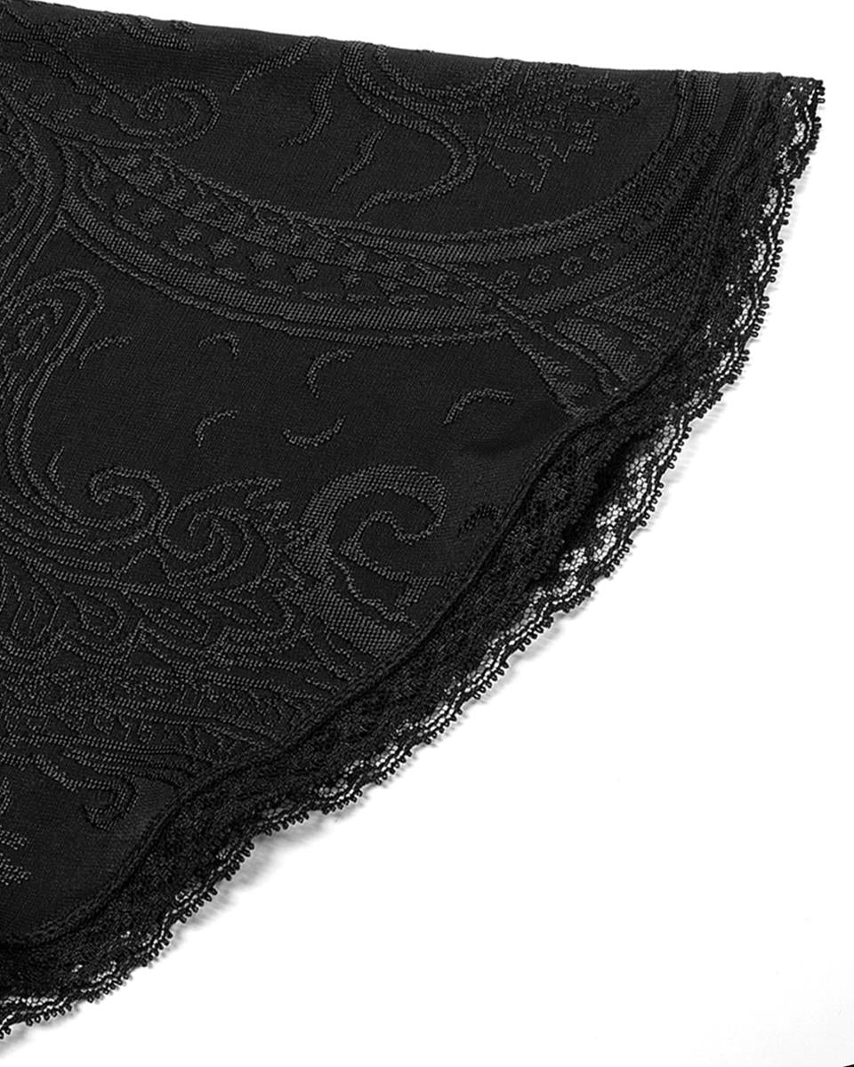WY-1359 Womens Dark Gothic Cutout Applique Jacquard Hooded Cloak Jacket