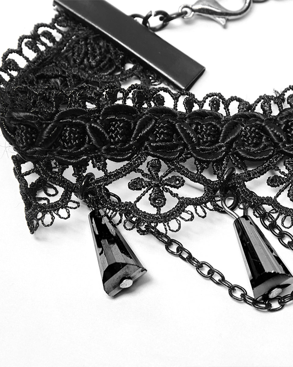 WS-469 Scarletine Gothic Choker Necklace - Black & Red