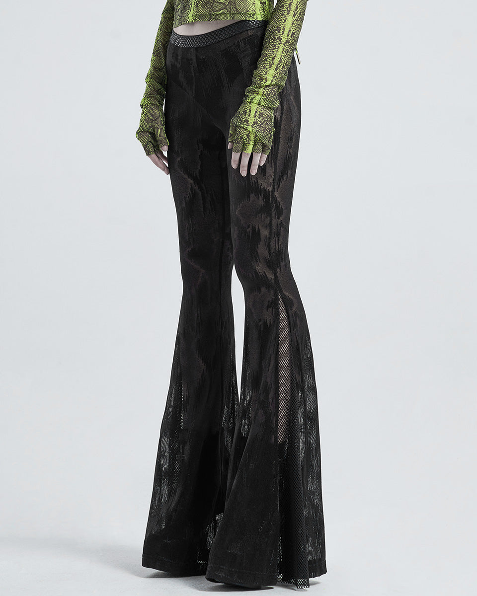 WK-445 Womens Sheer Mesh Flared Leggings