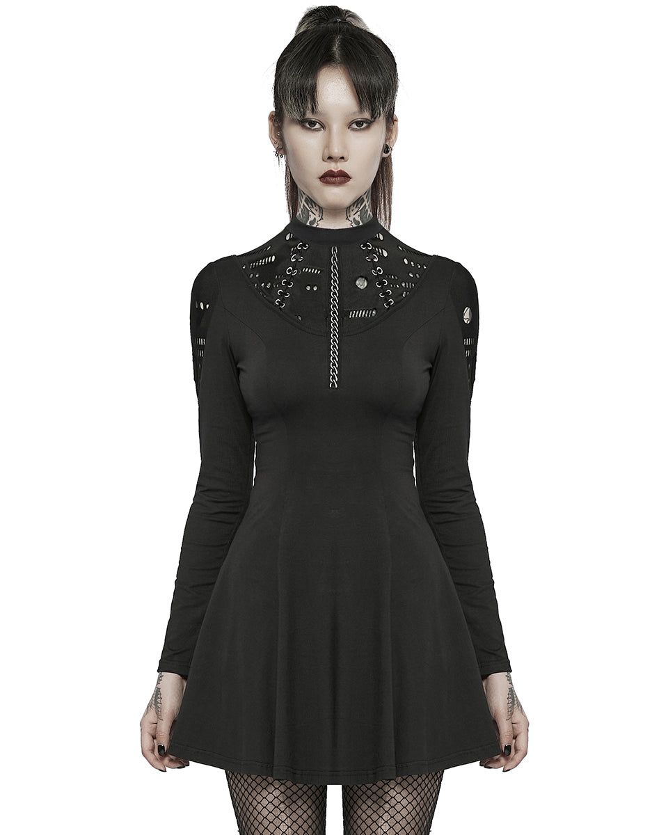 DQ-581 Gothic Broken Knit Chain Dress - Extended Size Range