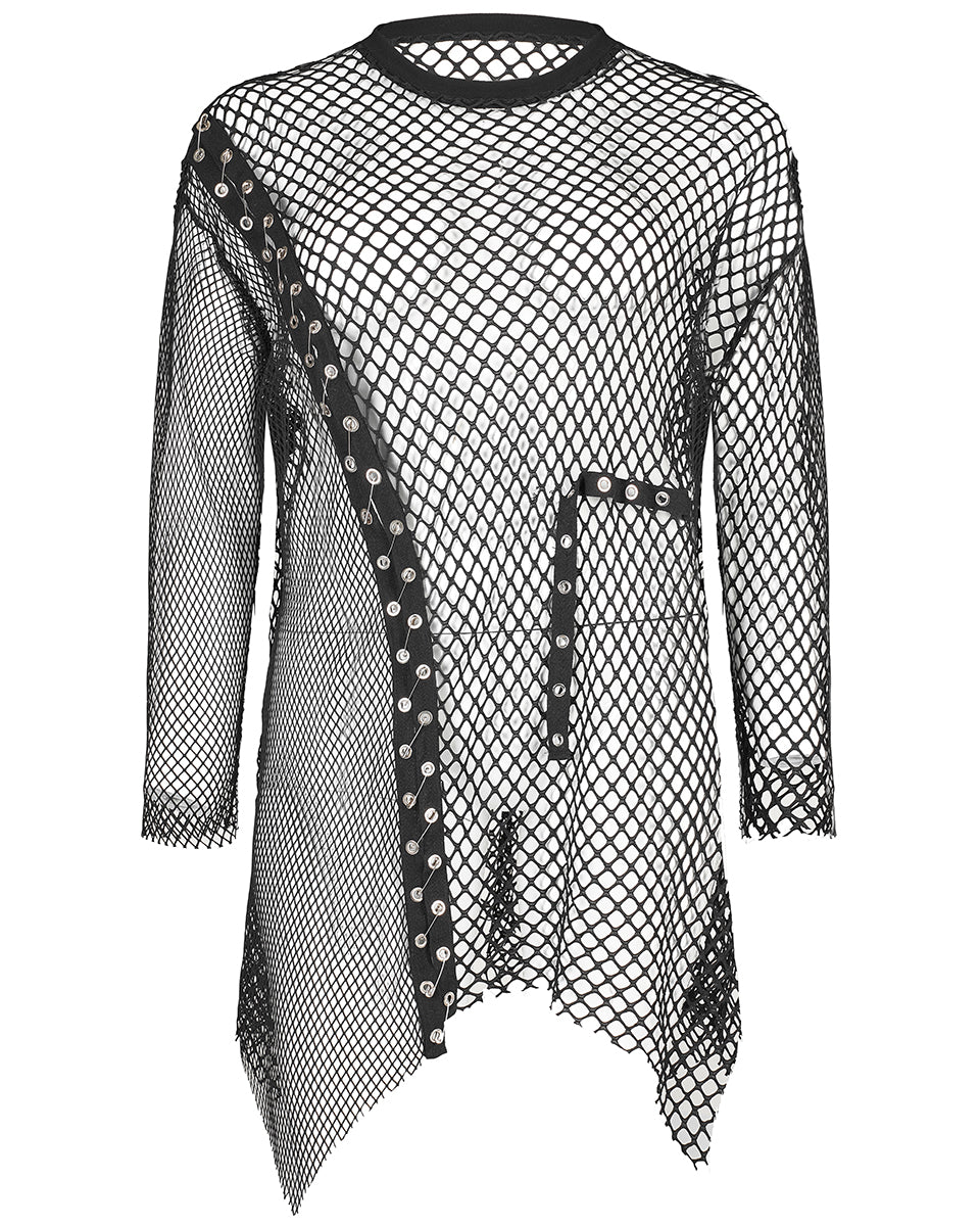 DT-728 Plus Size Womens Spliced Gothic Mesh Top