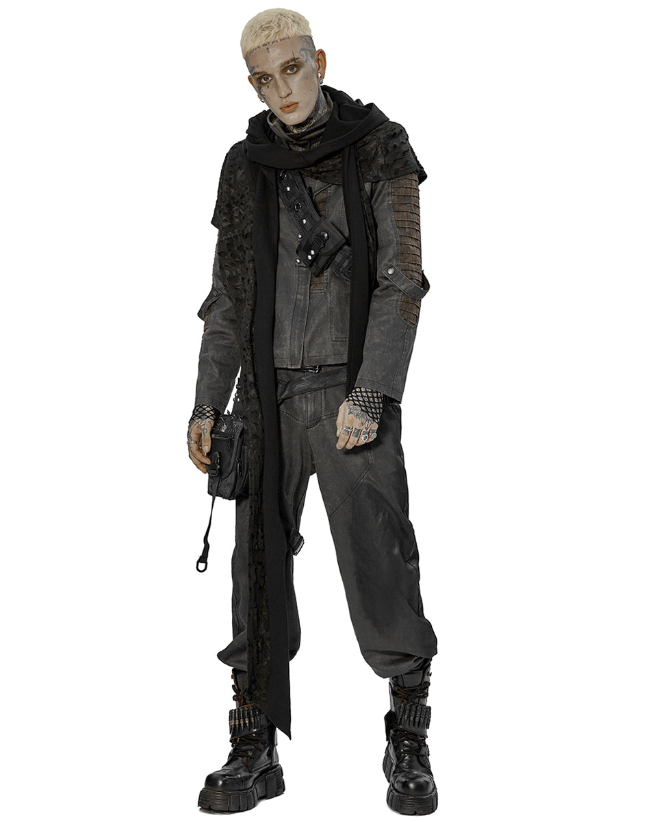 WS-512 Mens Post Apocalyptic Shredded Hooded Scarf