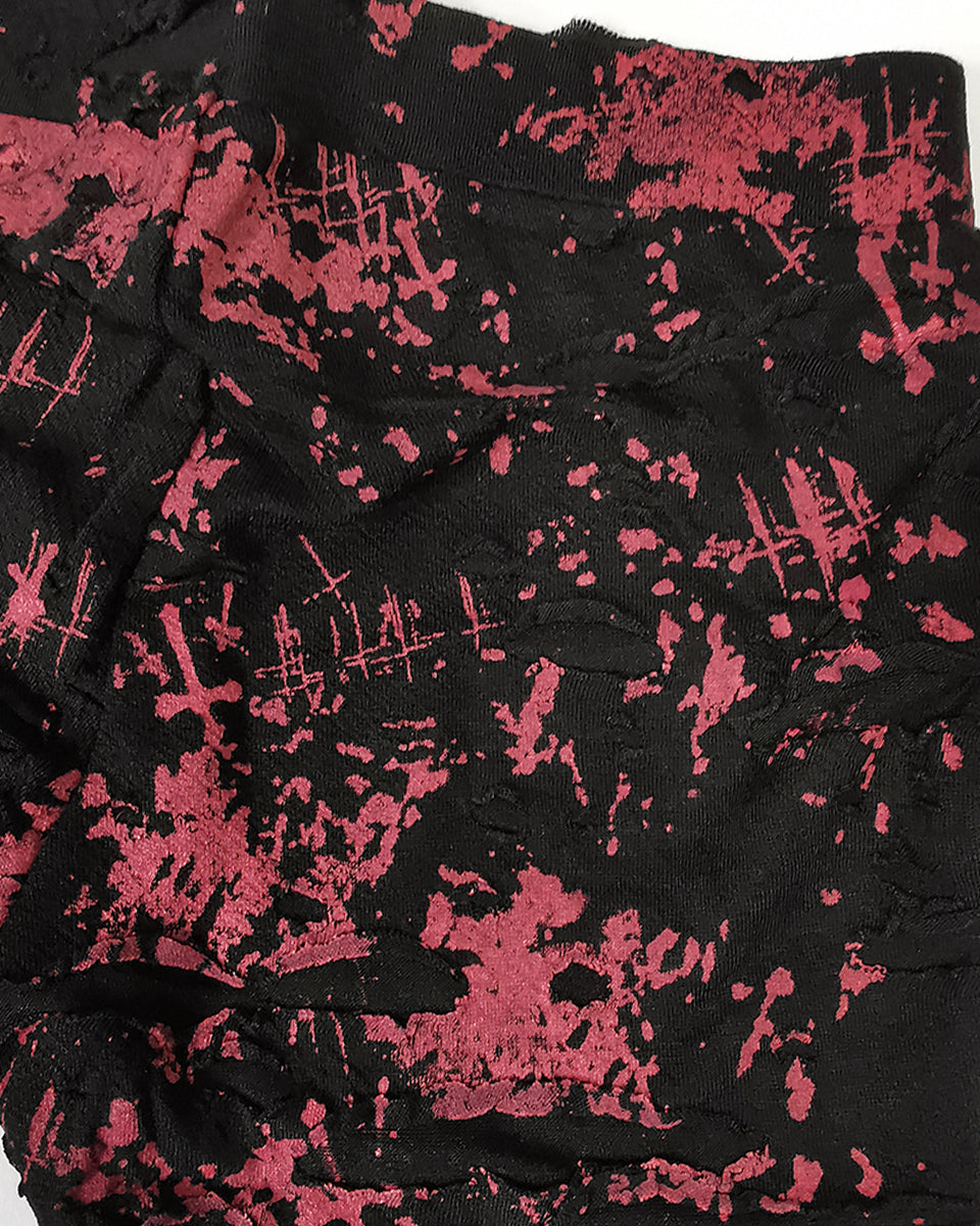 K099 Corrosion Womens Shredded Dieselpunk Leggings - Black & Red