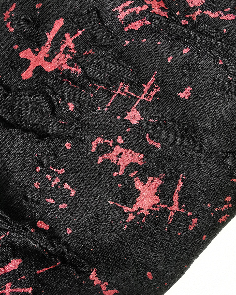 K099 Corrosion Womens Shredded Dieselpunk Leggings - Black & Red