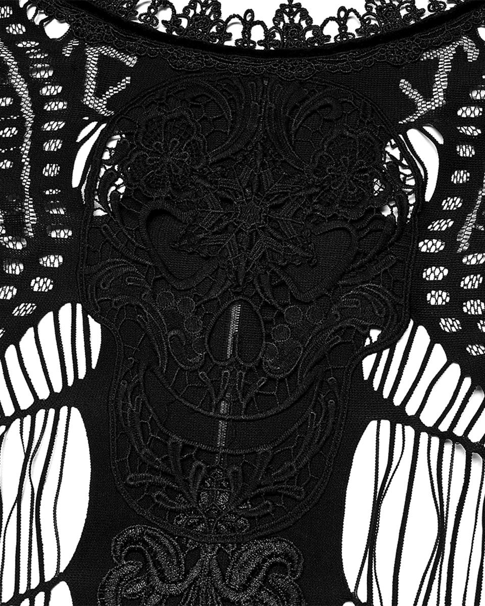 DY-1405 Plus Size Womens Gothic Lace Applique Fringed Shawl
