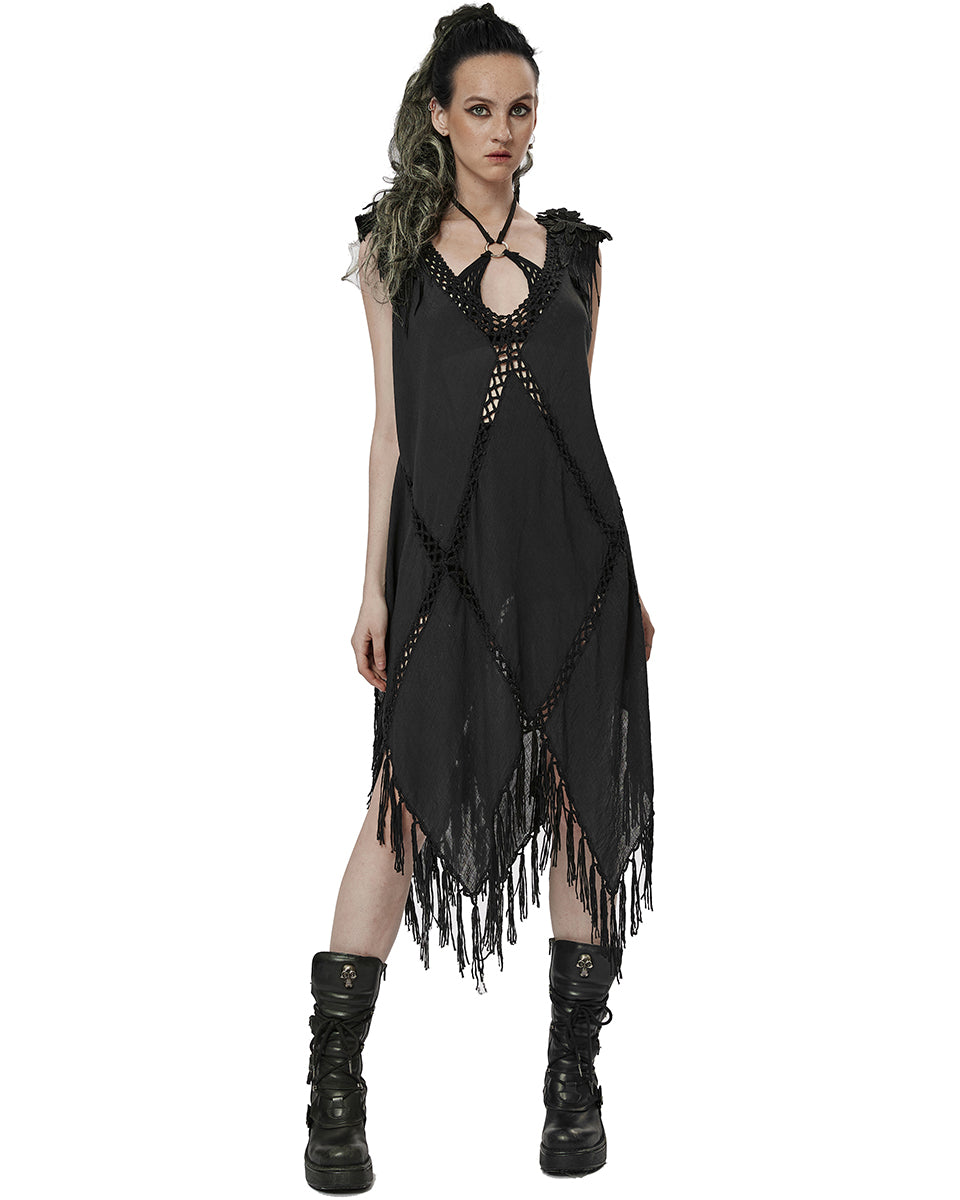 WQ-628 Apocalyptic Gothic Witch Oversized Kaftan Tank Dress