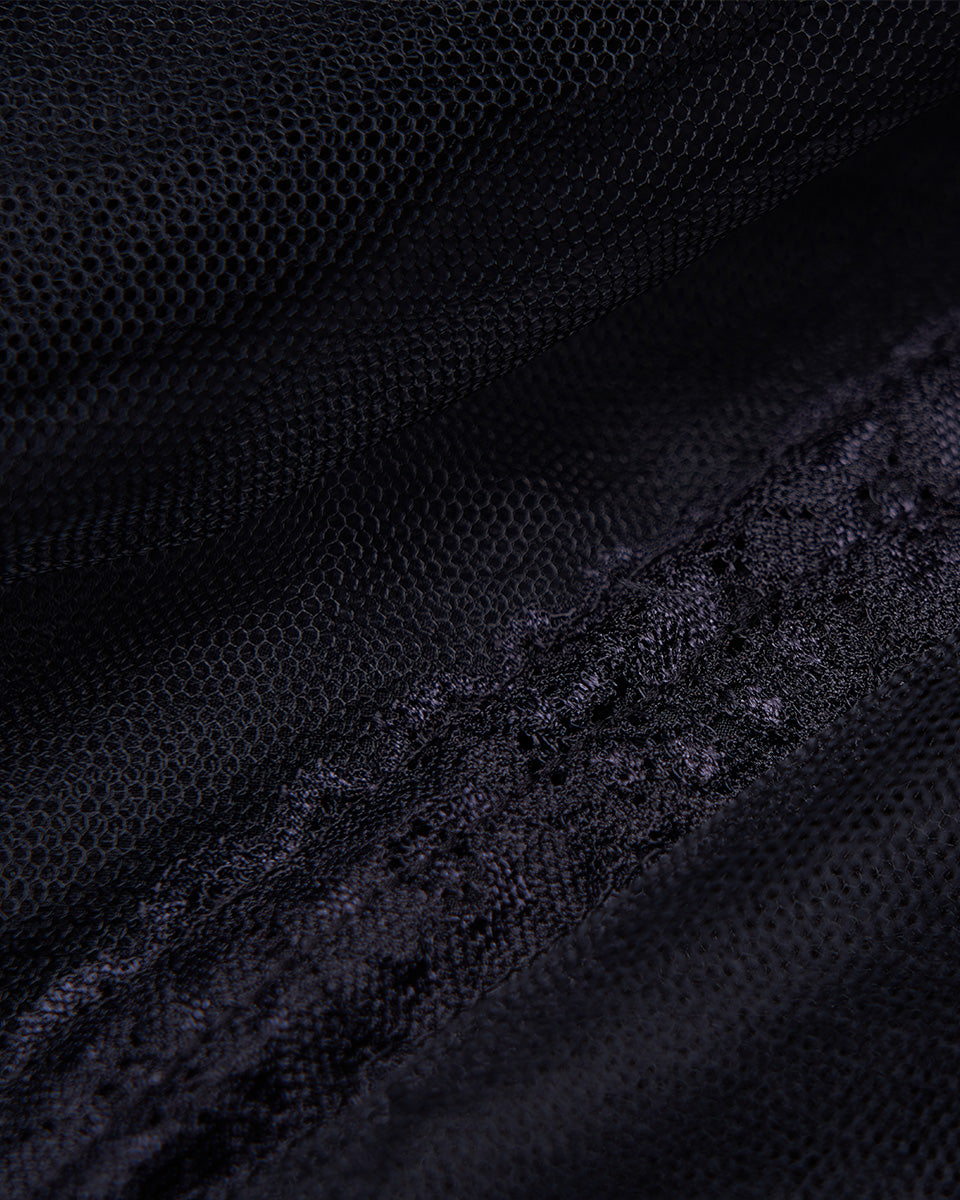 OPQ930 Daily Life Layered Mesh Electropunk Asymmetric Skirt - Black & Purple