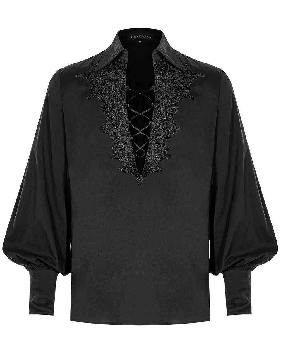 WY-1160 Phineas Mens Regency Gothic Lace Up Poet Shirt