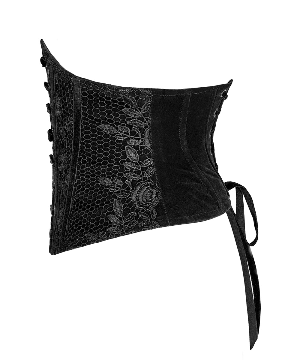 WS-426 Lenore Gothic Cincher Corset - Black Velvet