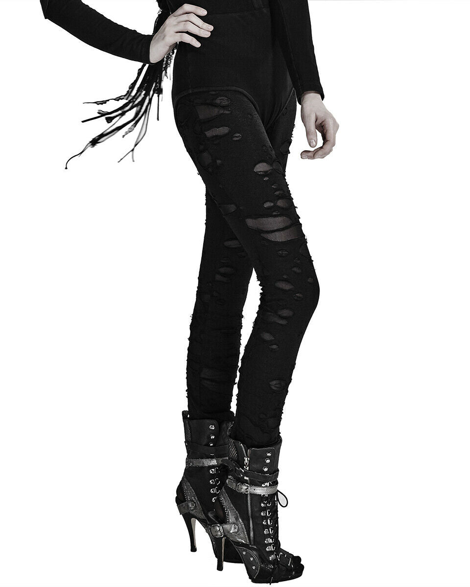 K099 Corrosion Womens Shredded Dieselpunk Leggings - Black