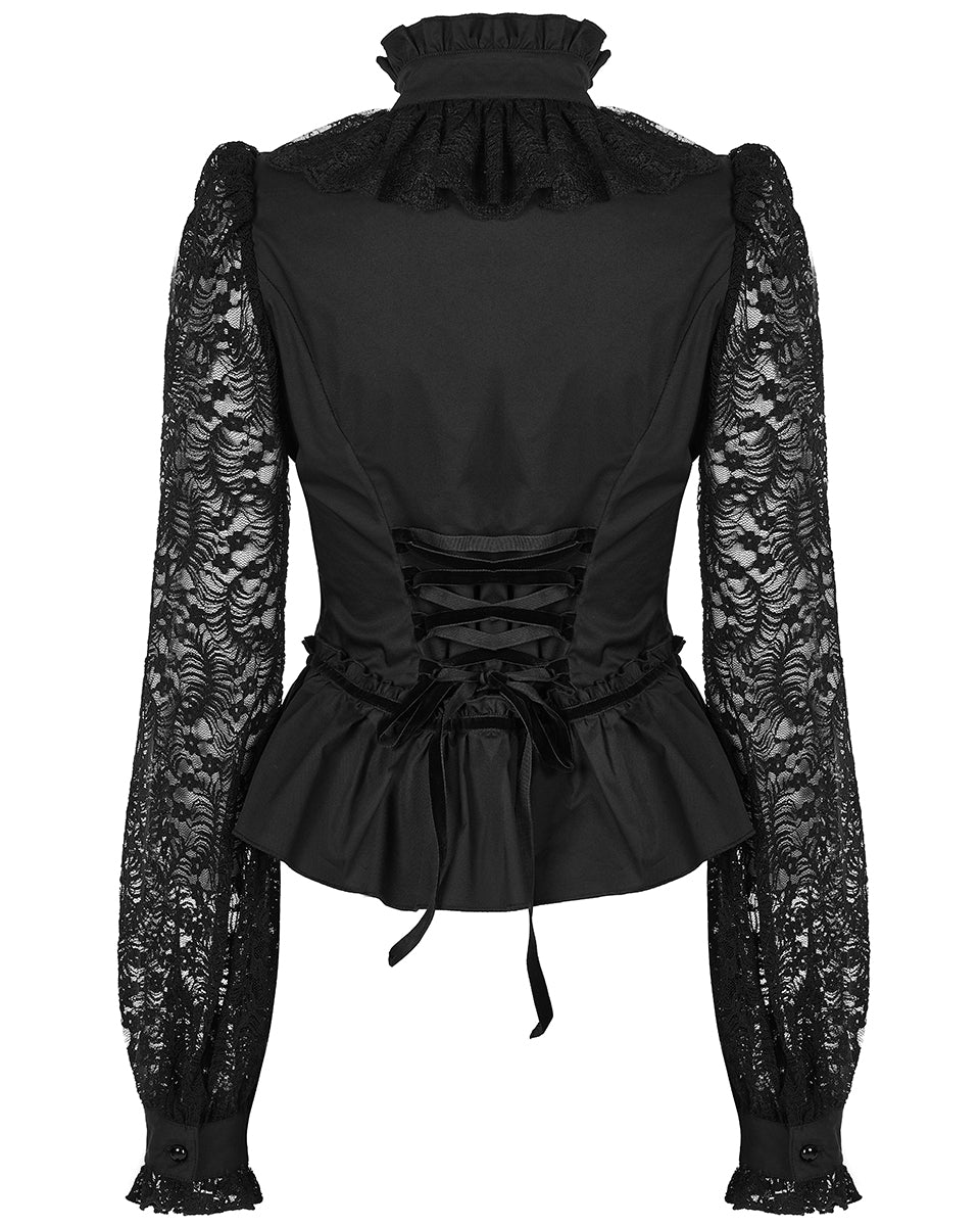 WY-1431 Womens Romantic Gothic Lace Sleeves Blouse Top