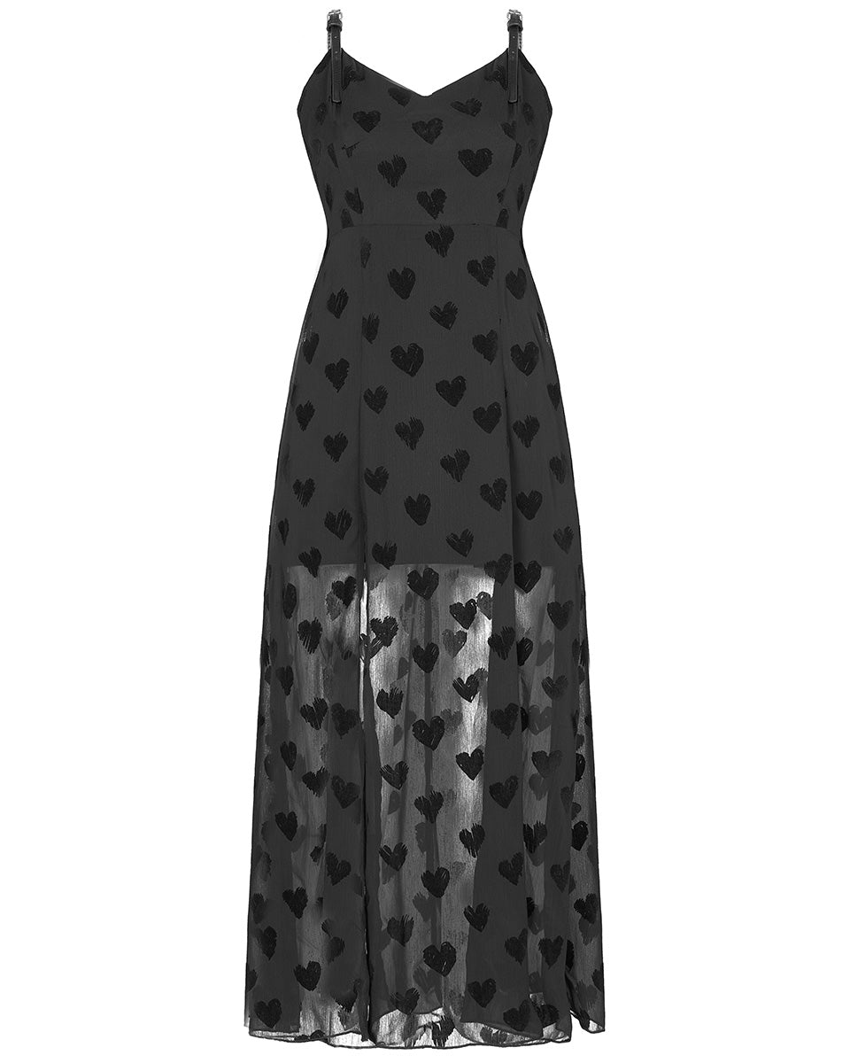 OPQ-1012 Daily Life Stolen Hearts Chiffon Gothic Maxi Dress