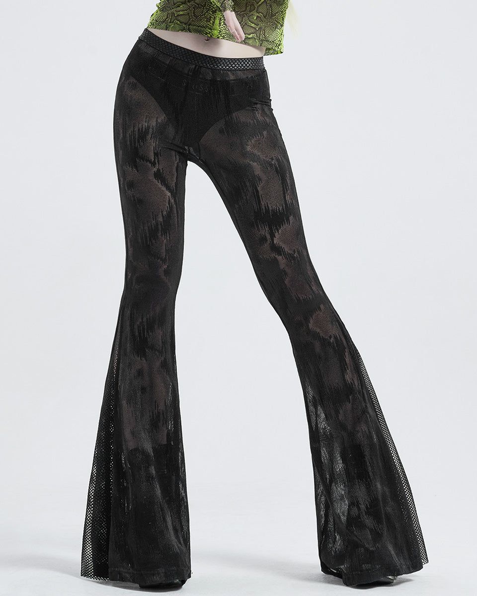 WK-445 Womens Sheer Mesh Flared Leggings
