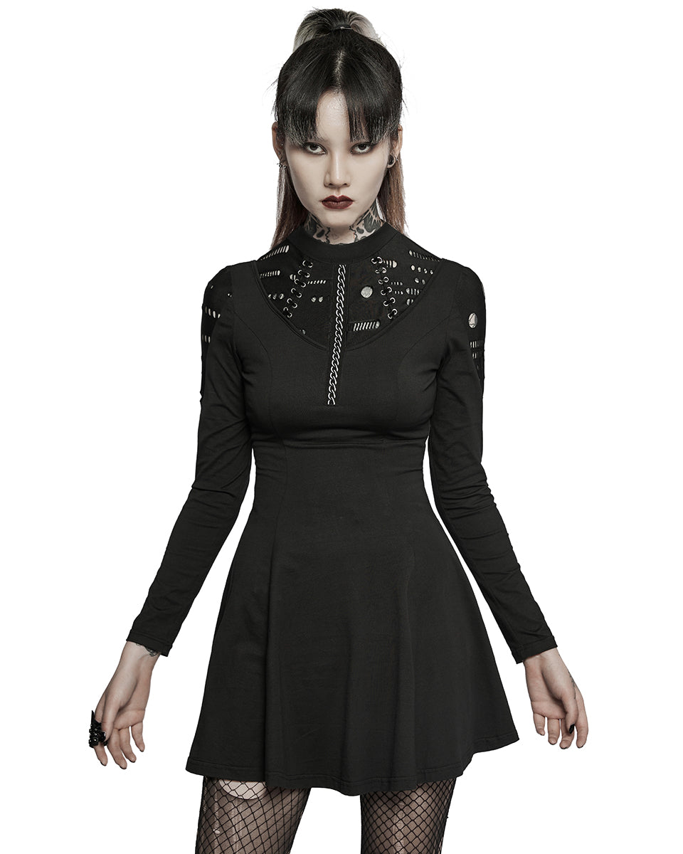DQ-581 Gothic Broken Knit Chain Dress - Extended Size Range