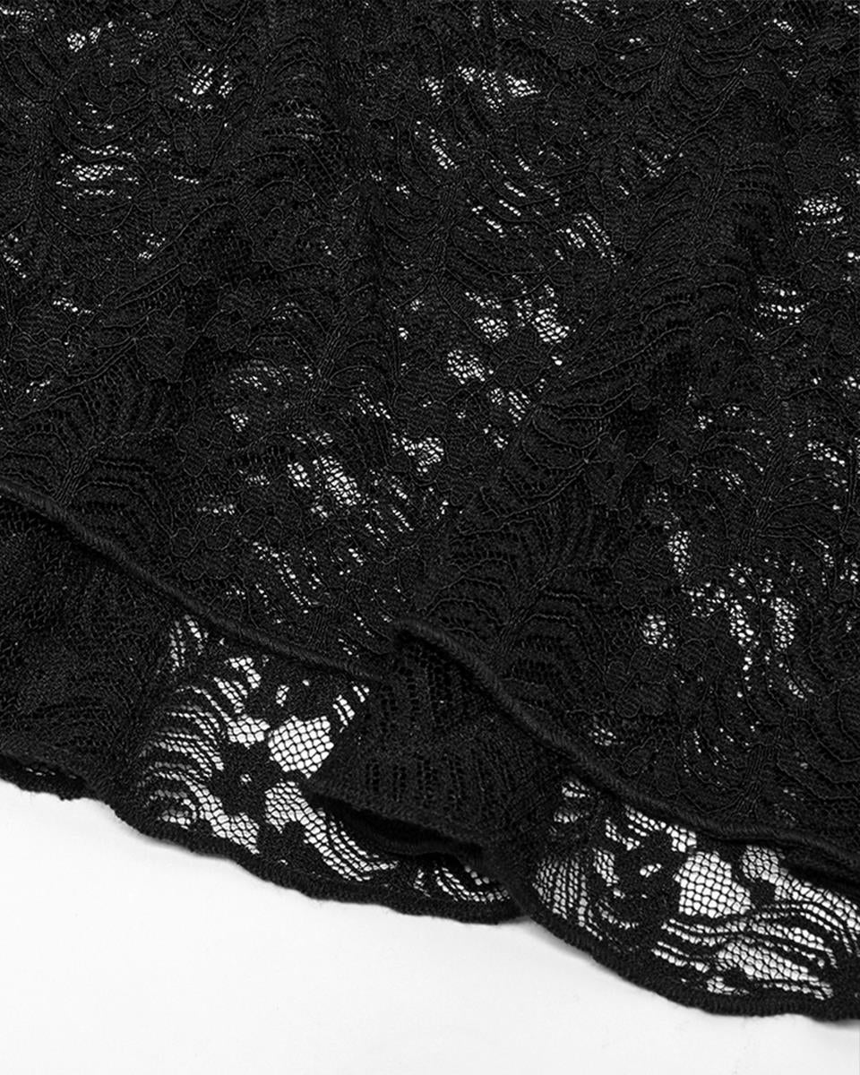 WT-697 Womens Gothic Lace Applique Off Shoulder Top