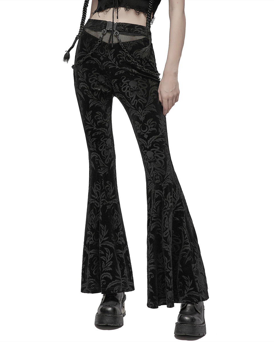 OPK-476 Daily Life Casual Baroque Gothic Velvet Flared Pants