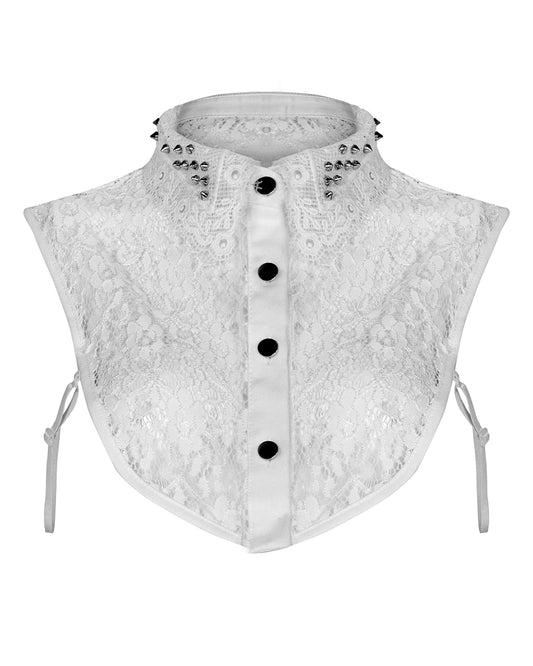 WS-411 Studded Lace Gothic Lolita Fake Dickie Collar - White
