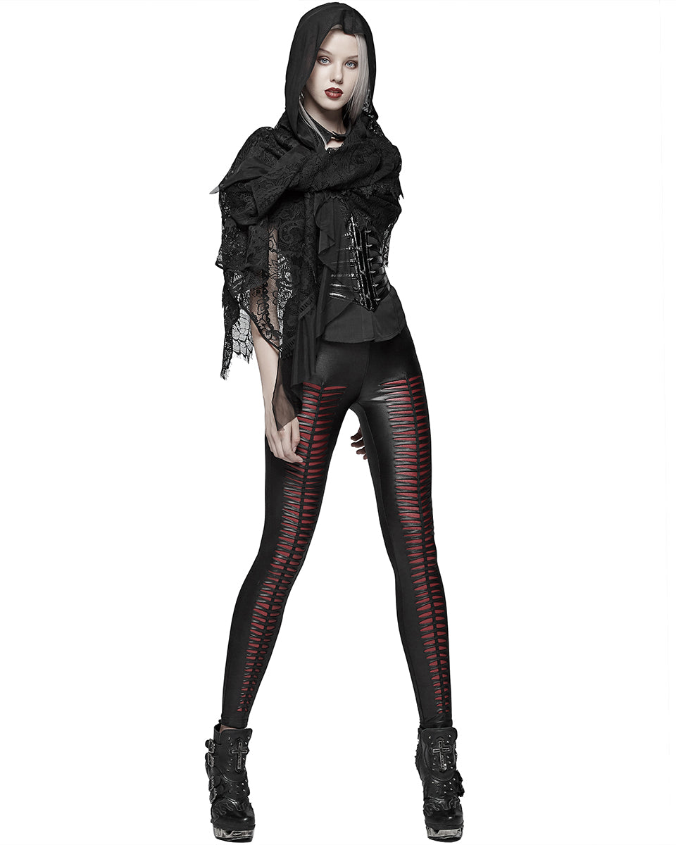 Y-973 Domitia Womens Gothic Lace Hooded Vest