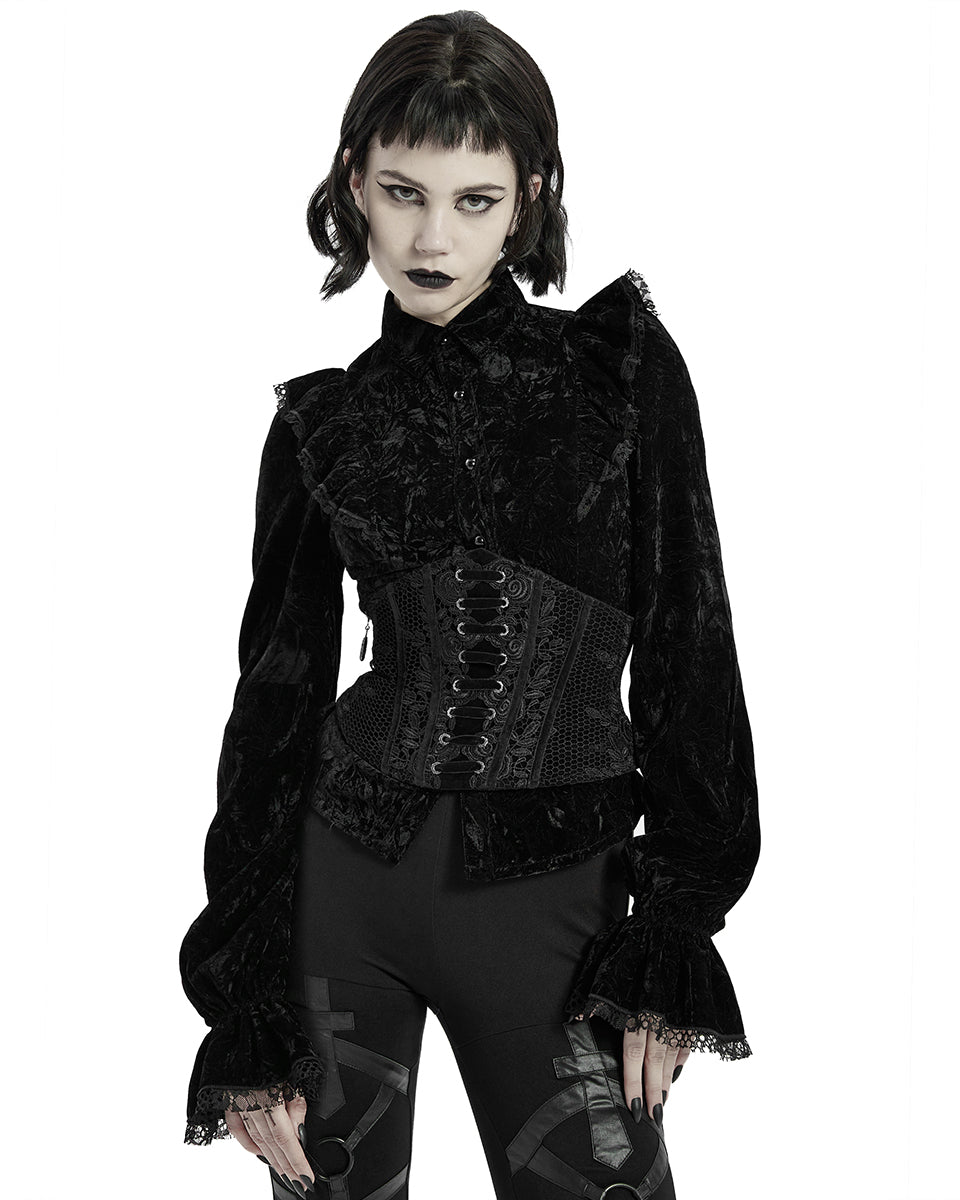WS-426 Lenore Gothic Cincher Corset - Black Velvet