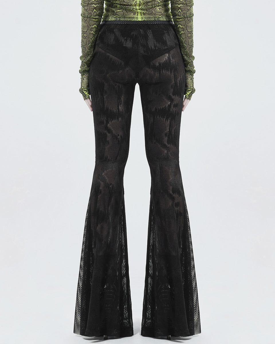 WK-445 Womens Sheer Mesh Flared Leggings