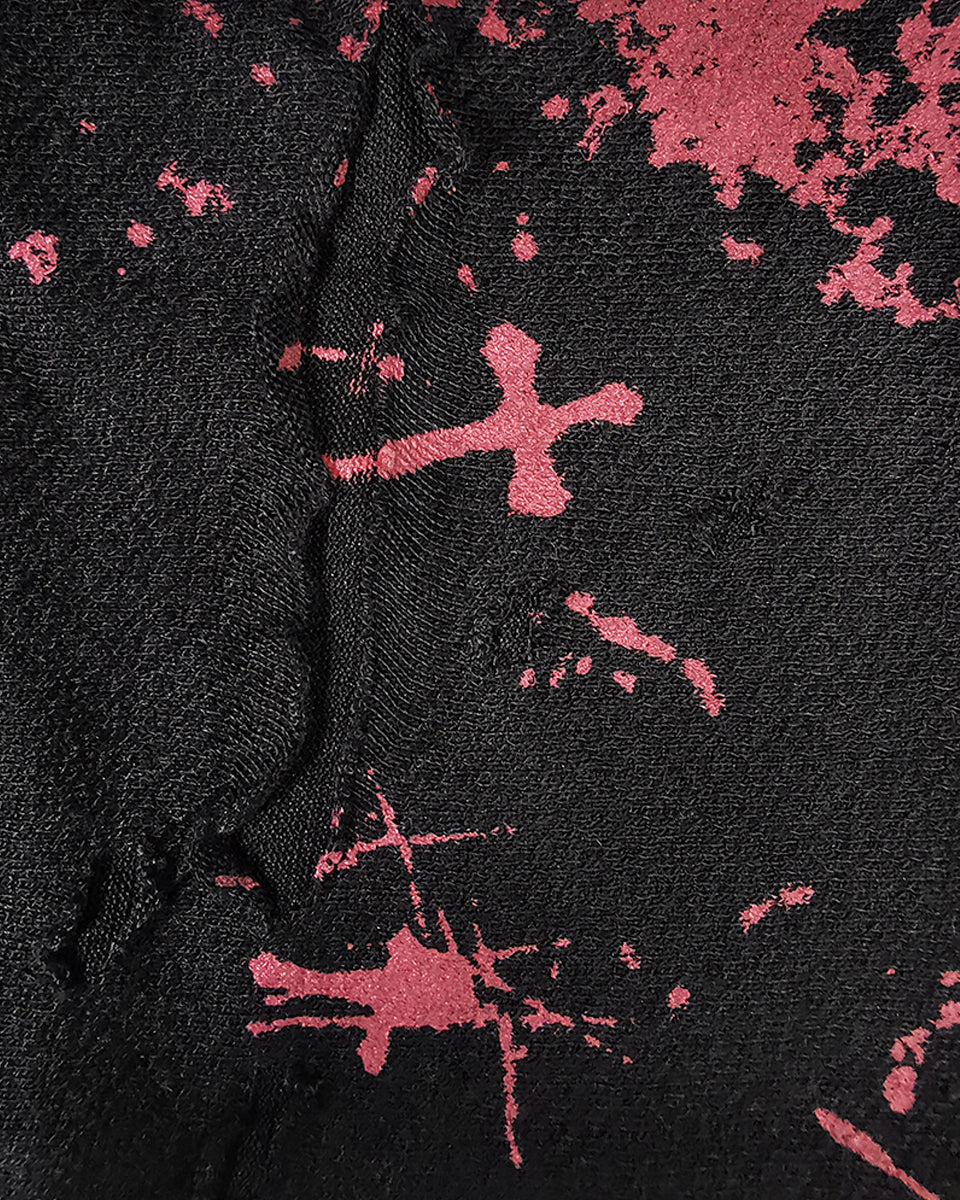 K099 Corrosion Womens Shredded Dieselpunk Leggings - Black & Red