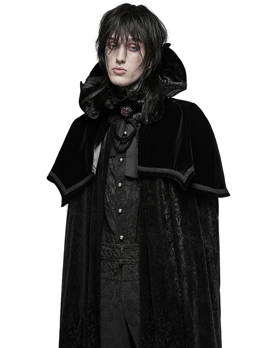 WY-1378 Mens Gothic Vampire Flocked Velvet Cloak