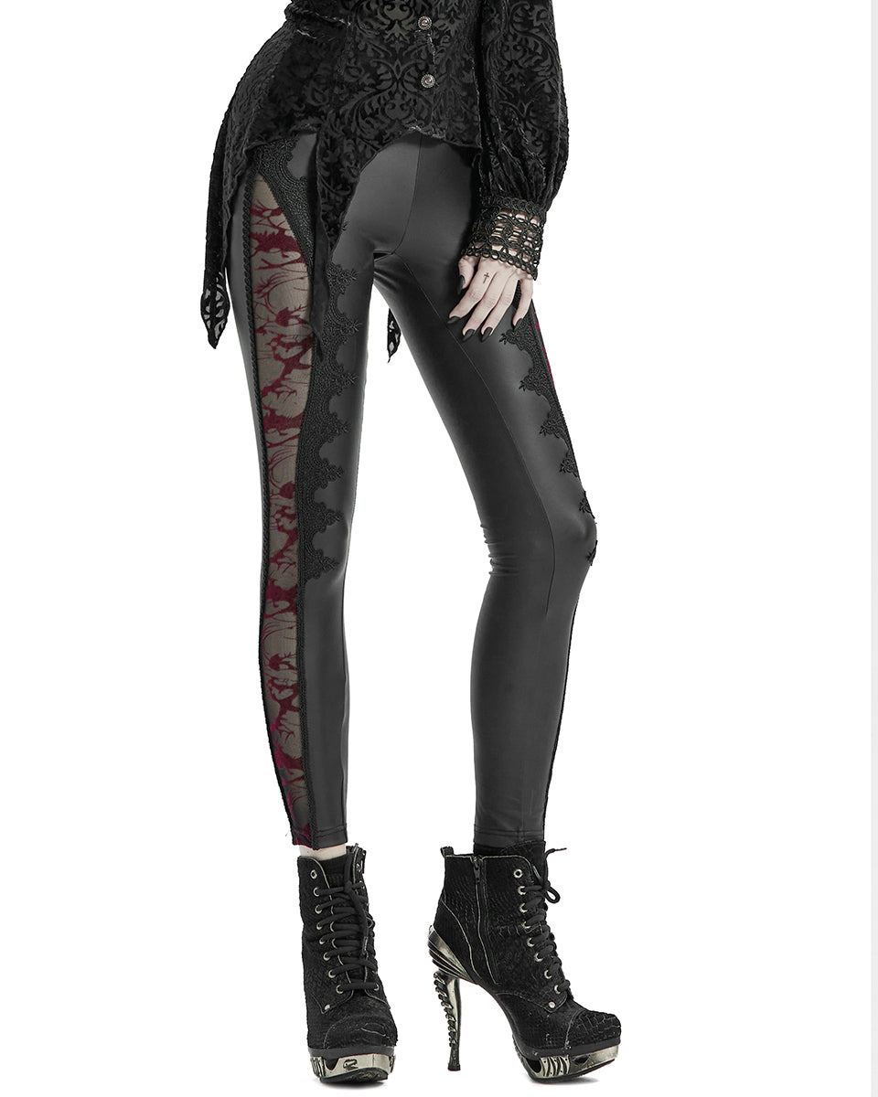 WK-463 Gothic Leggings - Black & Red