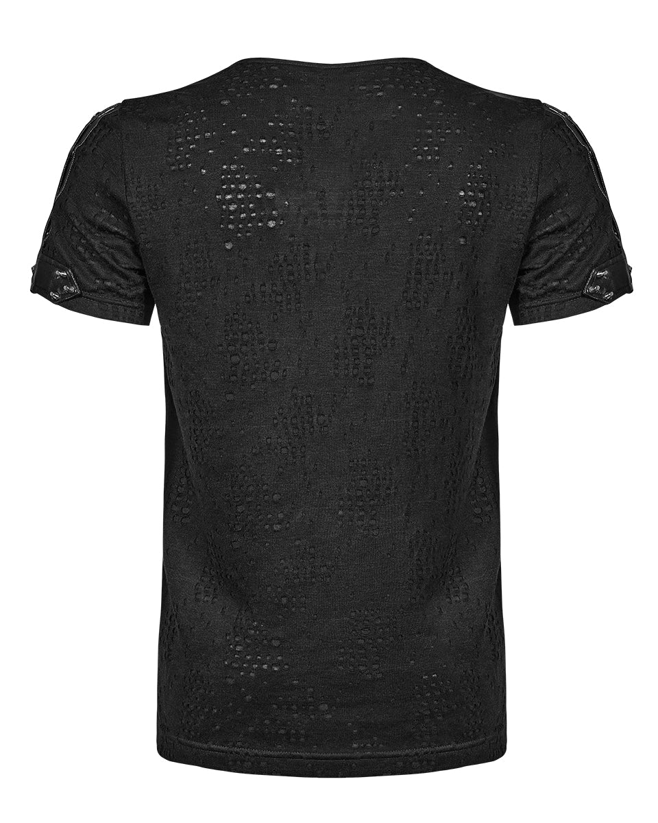 WT-658 Atompunk Mens Apocalyptic Broken Knit T-Shirt Top