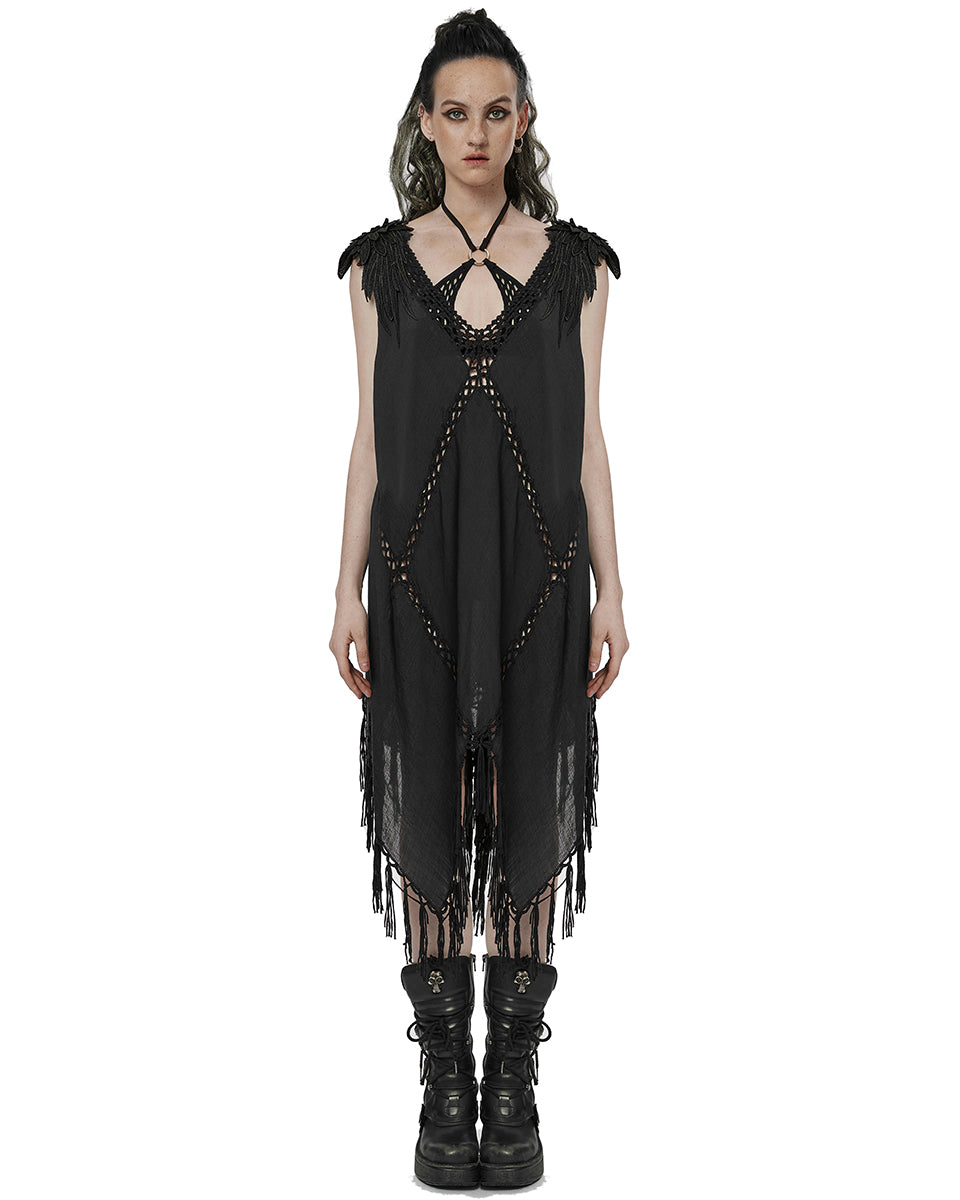 WQ-628 Apocalyptic Gothic Witch Oversized Kaftan Tank Dress