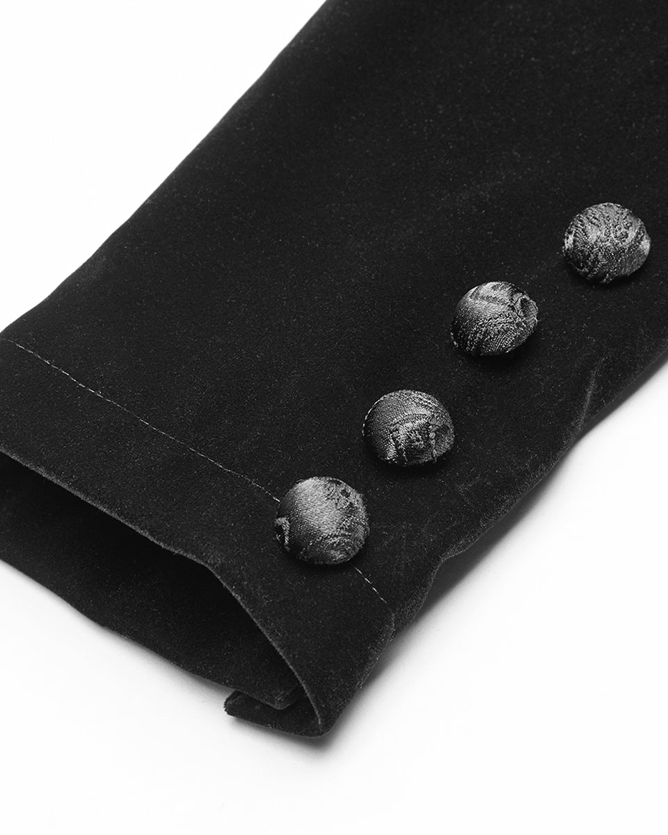 WY-1045 Vesperina Womens Gothic Velvet Riding Jacket - Black