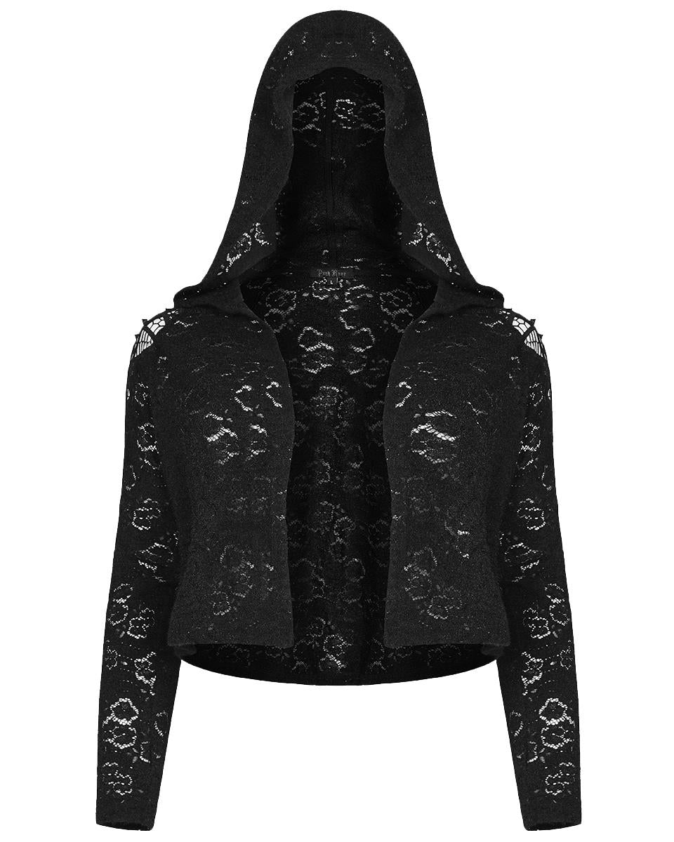 DY 1297 Plus Size Hooded Lace Cardigan