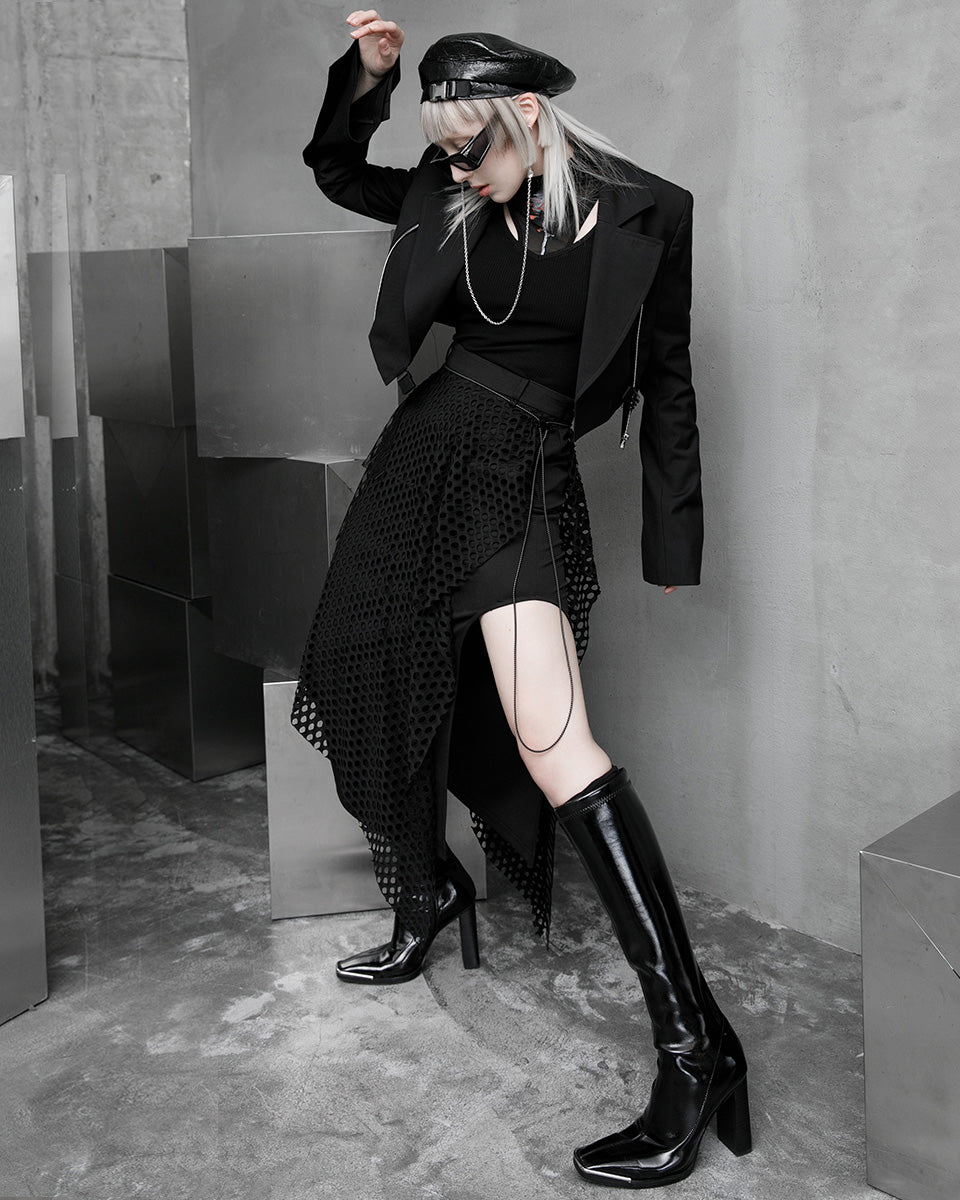 OPQ925 Daily Life ElectroBionic Layered Split Leg Skirt