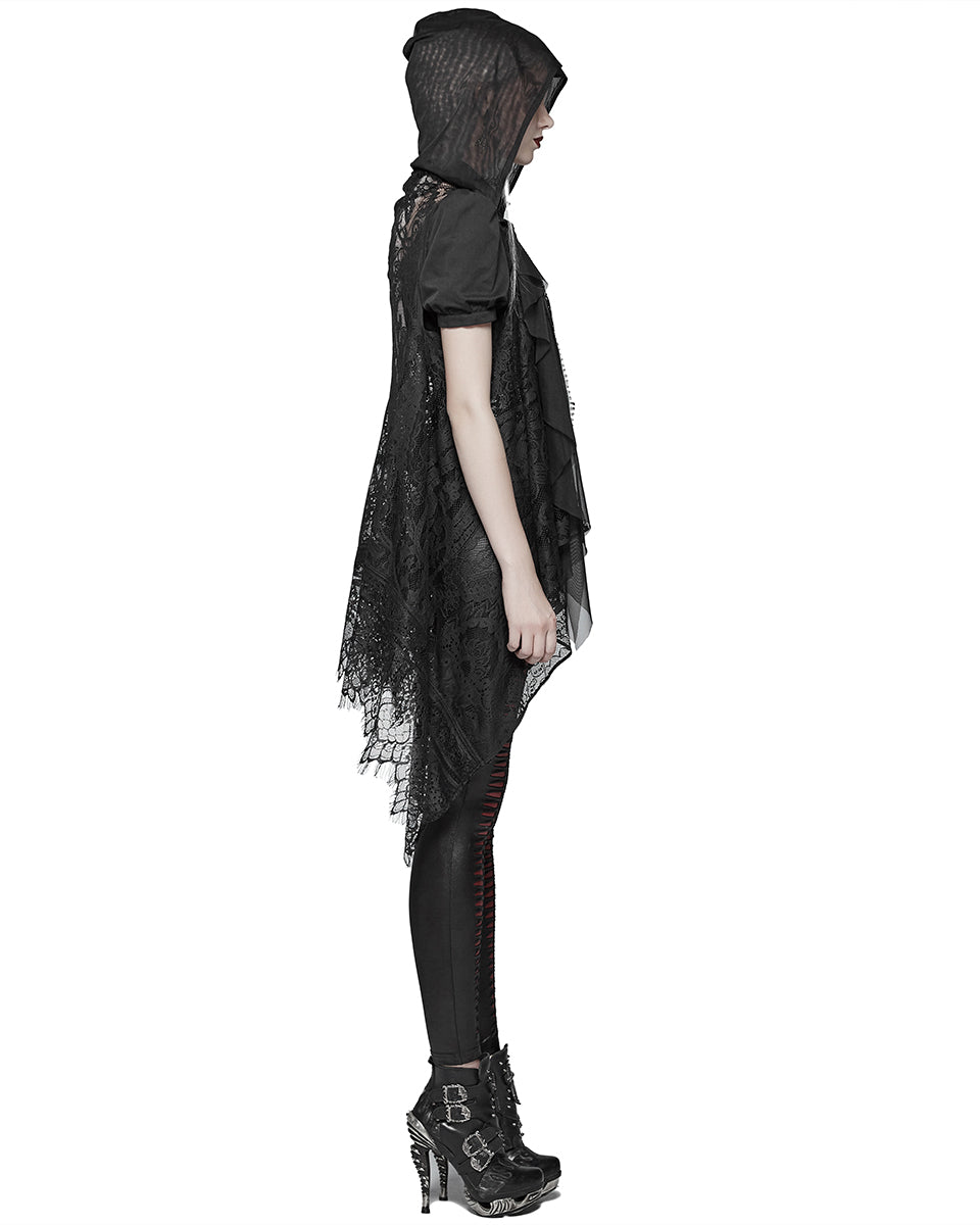 Y-973 Domitia Womens Gothic Lace Hooded Vest