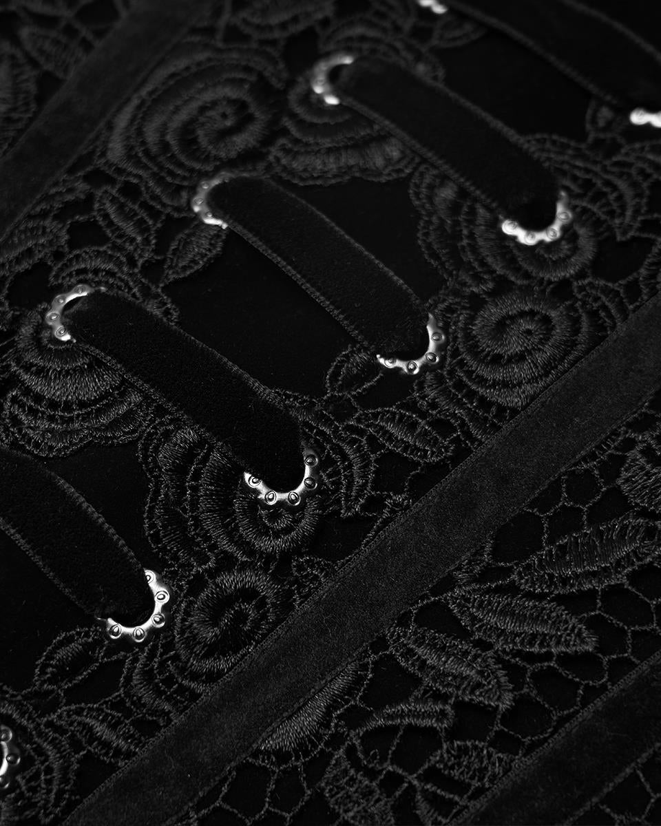 WS-426 Lenore Gothic Cincher Corset - Black Velvet
