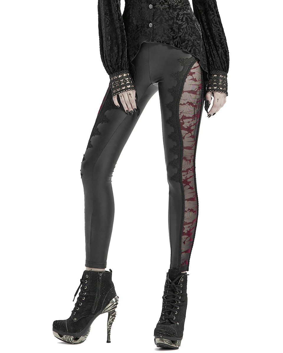 WK-463 Gothic Leggings - Black & Red