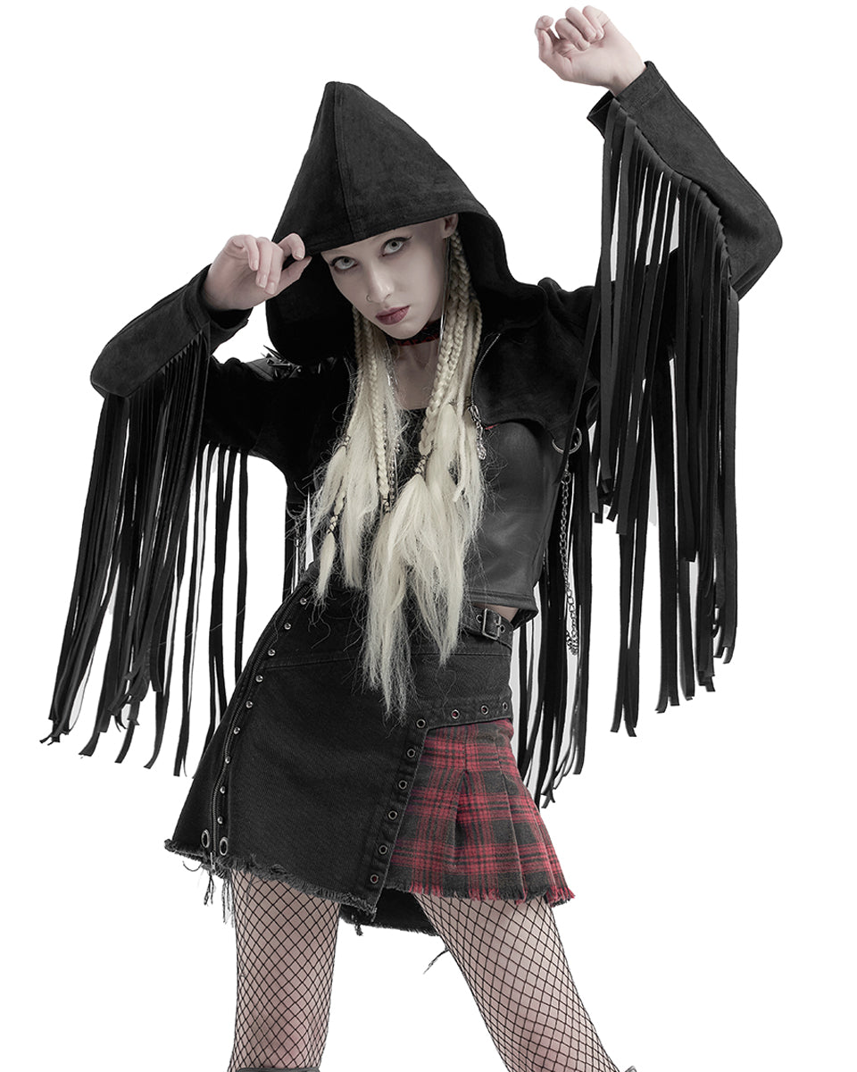 Y-667 Stormrider Womens Apocalyptic Hooded Cropped Biker Jacket