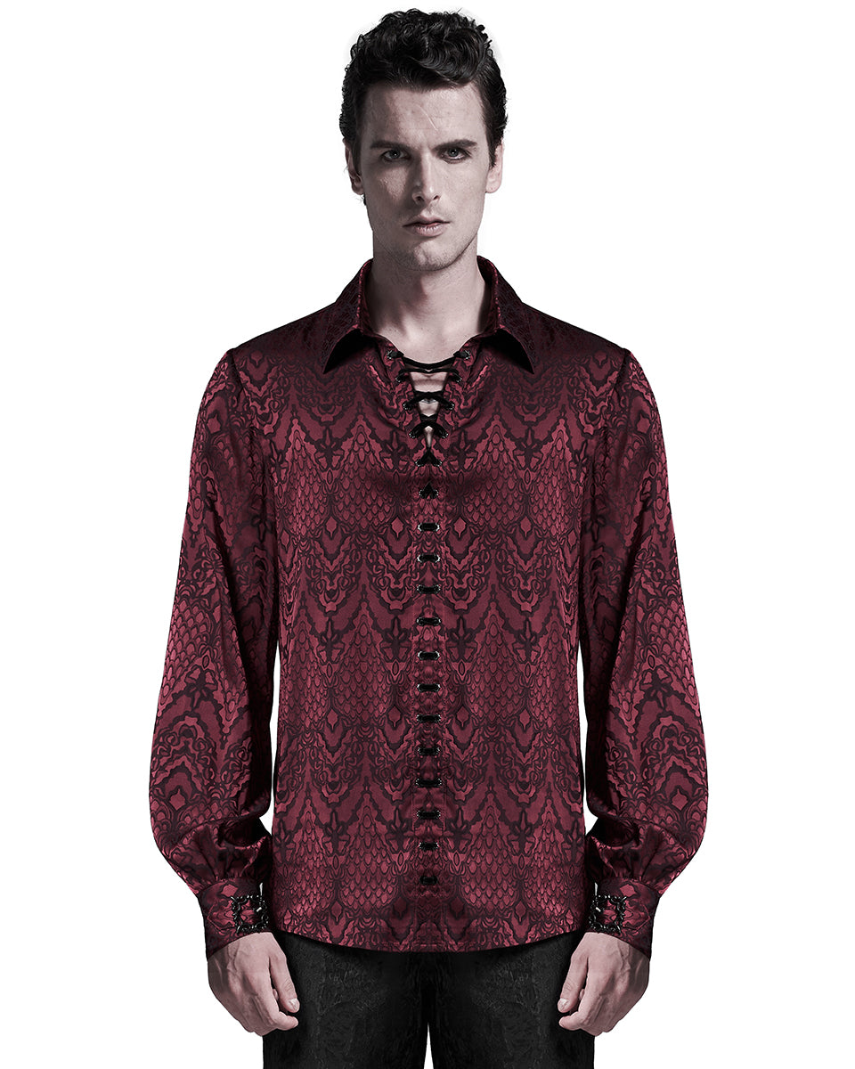 WY-1279 Mens Serpentine Gothic Dandy Shirt - Red