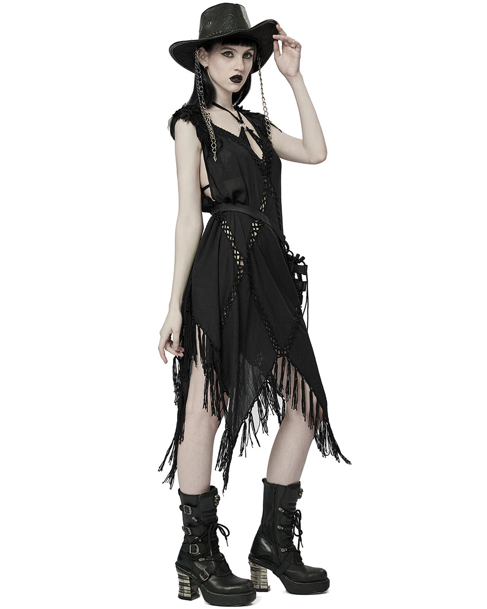 WQ-628 Apocalyptic Gothic Witch Oversized Kaftan Tank Dress